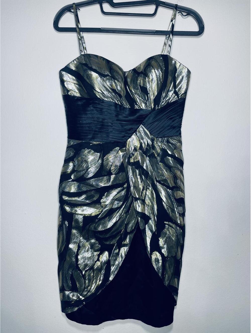 Aidan Mattox Metallic Silk Cocktail Mini dress formal Sz 4